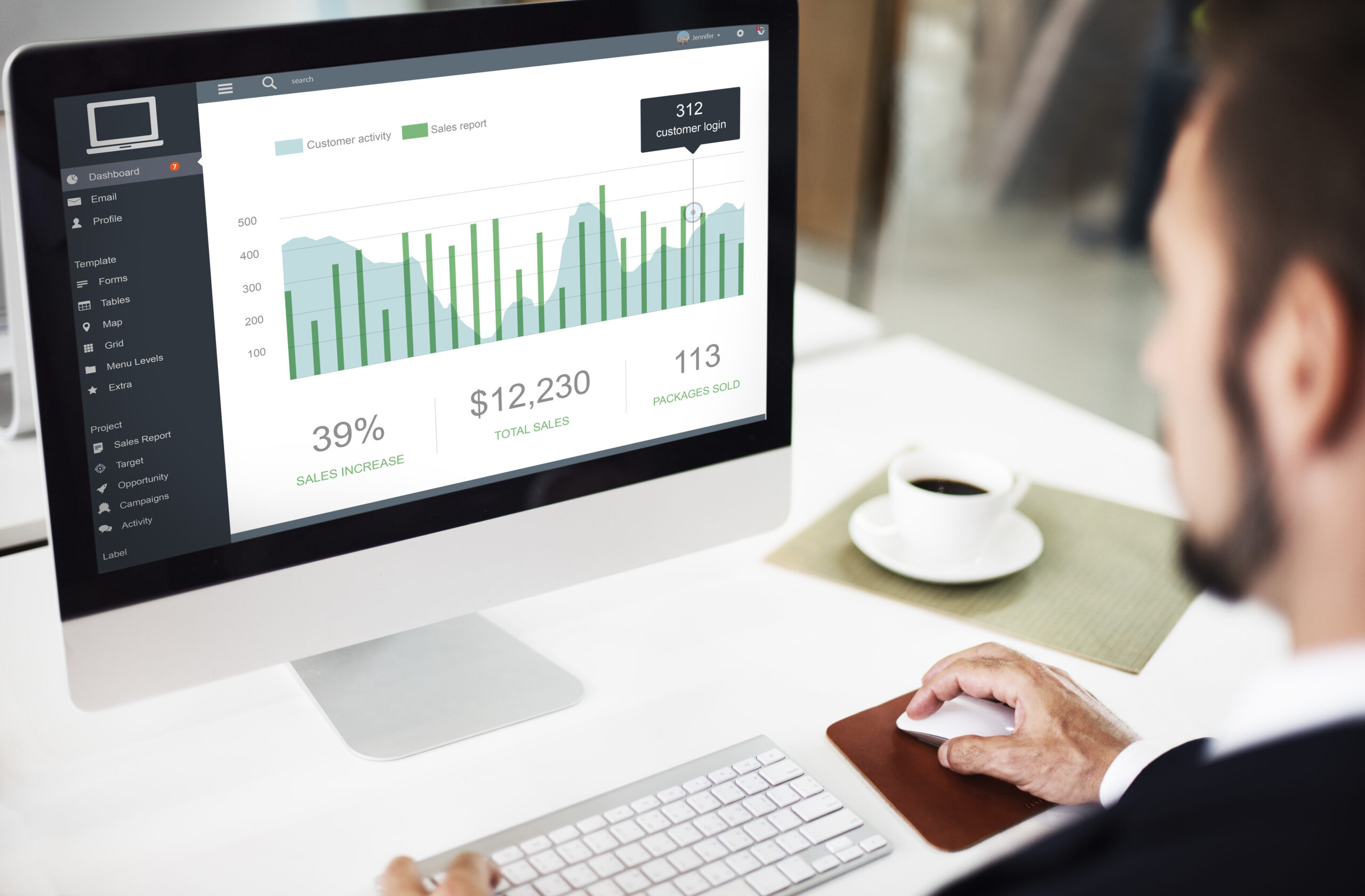 Customer Marketing Sales Dashboard Graphics Concept