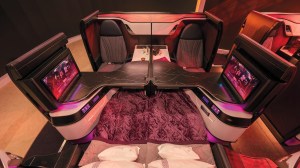 Qatar Airways’ Qsuite Next Gen can transform into a four-person communal oasis.