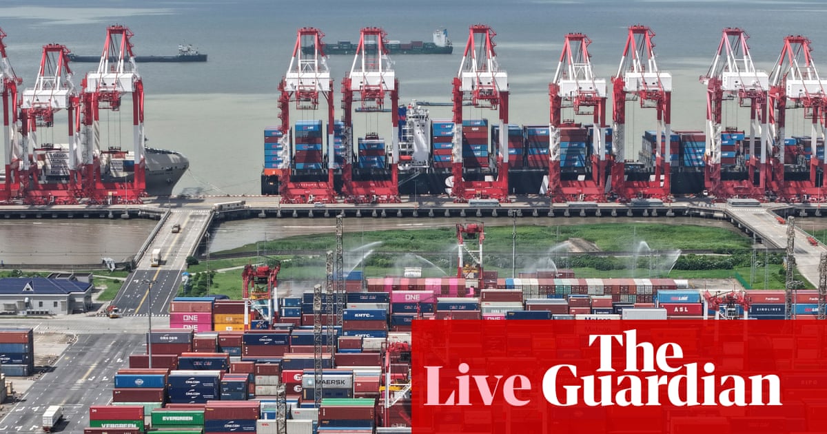 Asian stocks tumble on fresh US-China trade spat; Chinese exports top forecasts – business live | Business