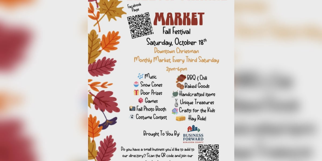 Business Forward Burleson County hosting vendor market and fall festival