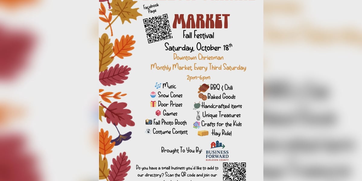 Business Forward Burleson County hosting vendor market and fall festival