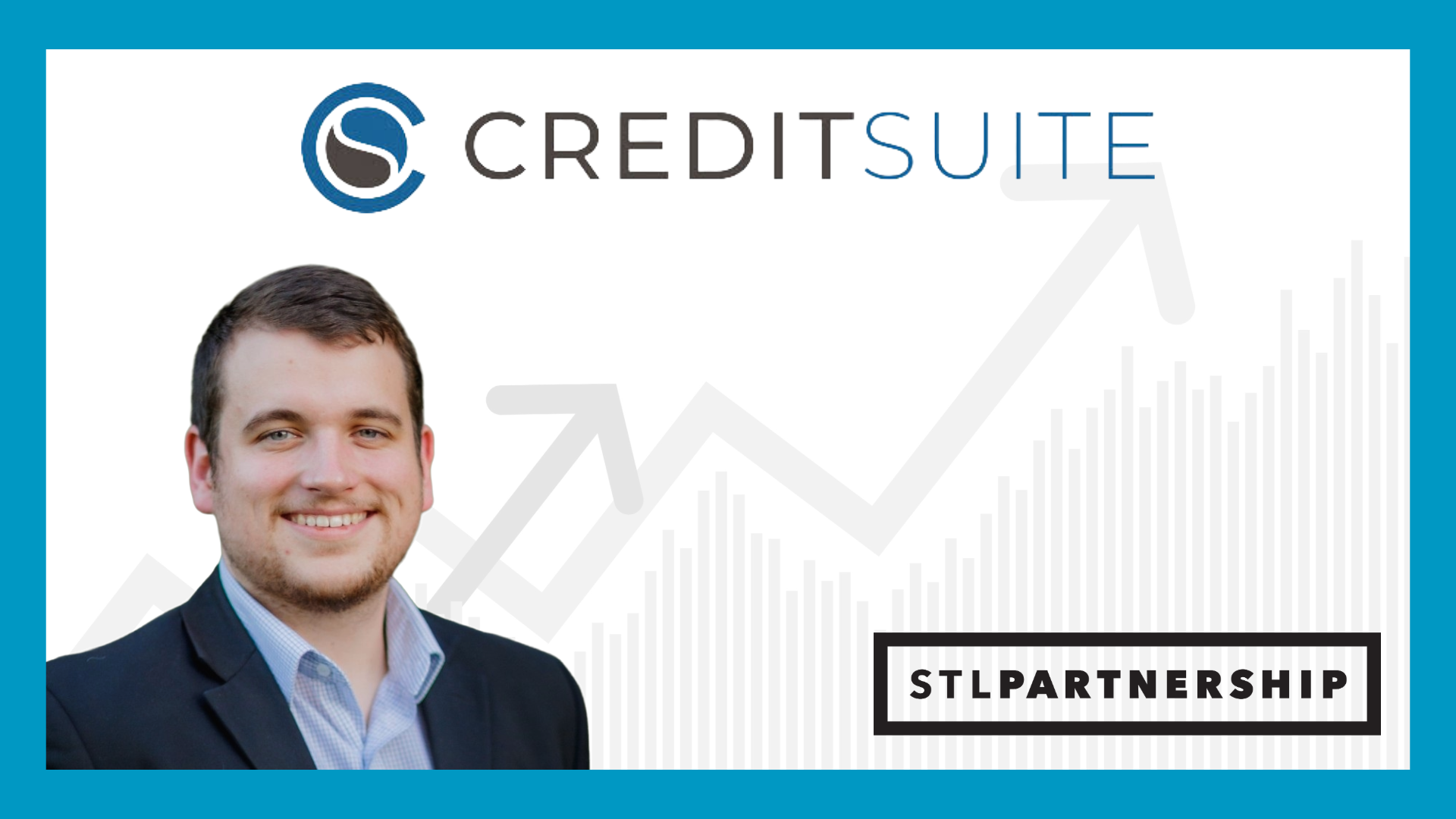 credit suite logo with graph in background and man in left corner