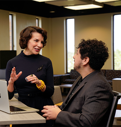 Erika Melero (B.A. ’01) takes advantage of the Graduate Center for Excellence as she pursues her Master of Arts in Curriculum and Instruction with Dual Credit Certification in English.