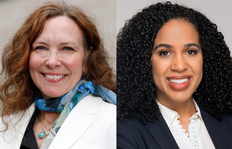 Seattle City Attorney Ann Davison, left and candidate Erika Evans.