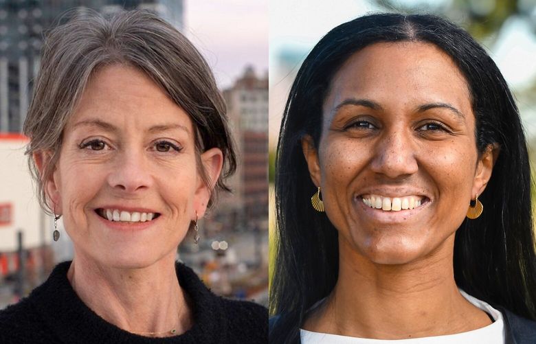 Seattle City Council Position 9 candidates, Sara Nelson, left, and Dionne Foster.