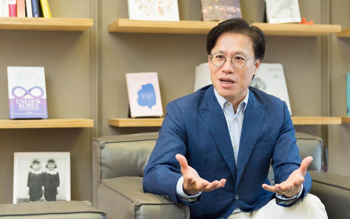 VAIV Company CEO Kim Kyeong-seo shares its vision during an interview at its headquarters in Seoul, Oct. 28. Courtesy of VAIV Company