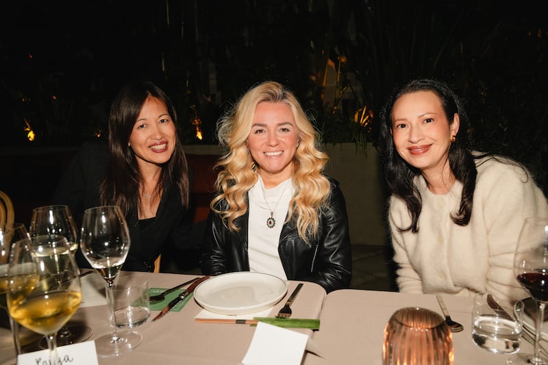 Adeline Leong, chief marketing officer, Kosas, Melis del Rey, health and beauty general manager at Amazon US Stores, and Kimberly Villatorro, CEO,
Patrick Ta Beauty at The Business of Beauty x Amazon Beauty dinner in Los Angeles.