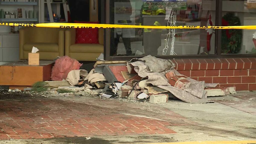 Car crashes into South Portland, Maine business lobby