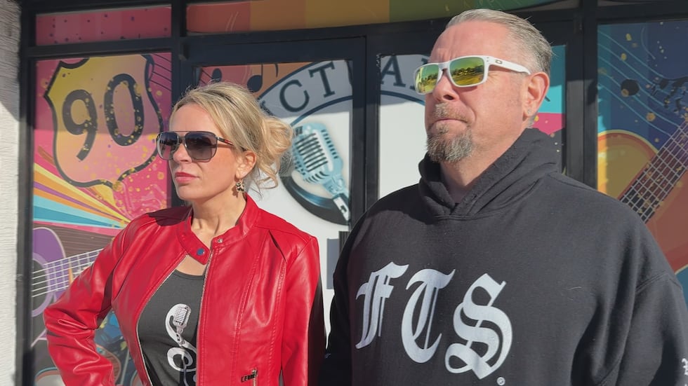 Jason Stearman and business partner Jennifer Miller in front of The Sanctuary.