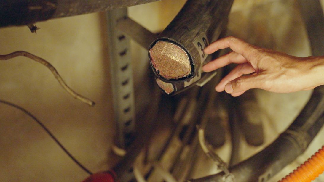 AT&T’s Jeff Luong shows CNN a site at a facility in Los Angeles where copper wire theft occurred.