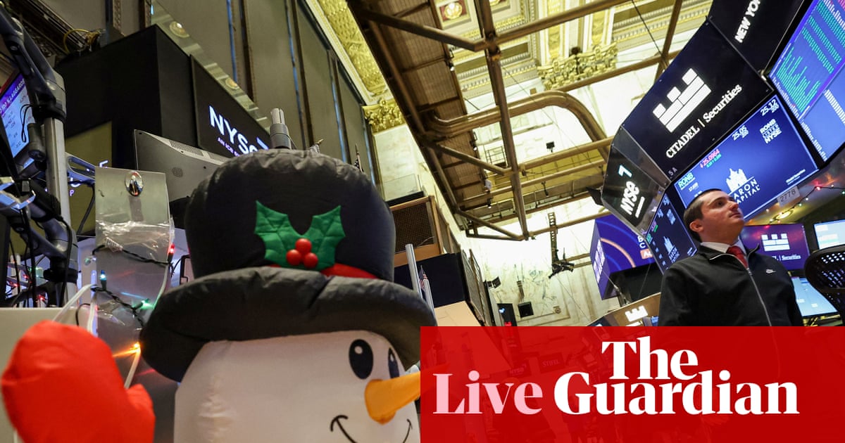 Global stock markets head for best year since 2019; Octopus Energy to spin out $8.65bn Kraken – business live | Business
