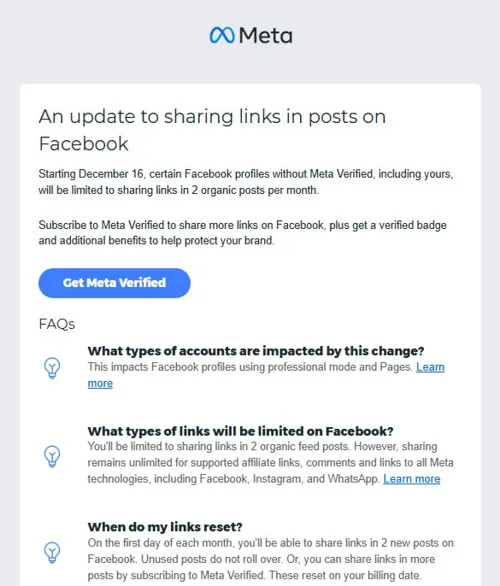 Facebook link posts