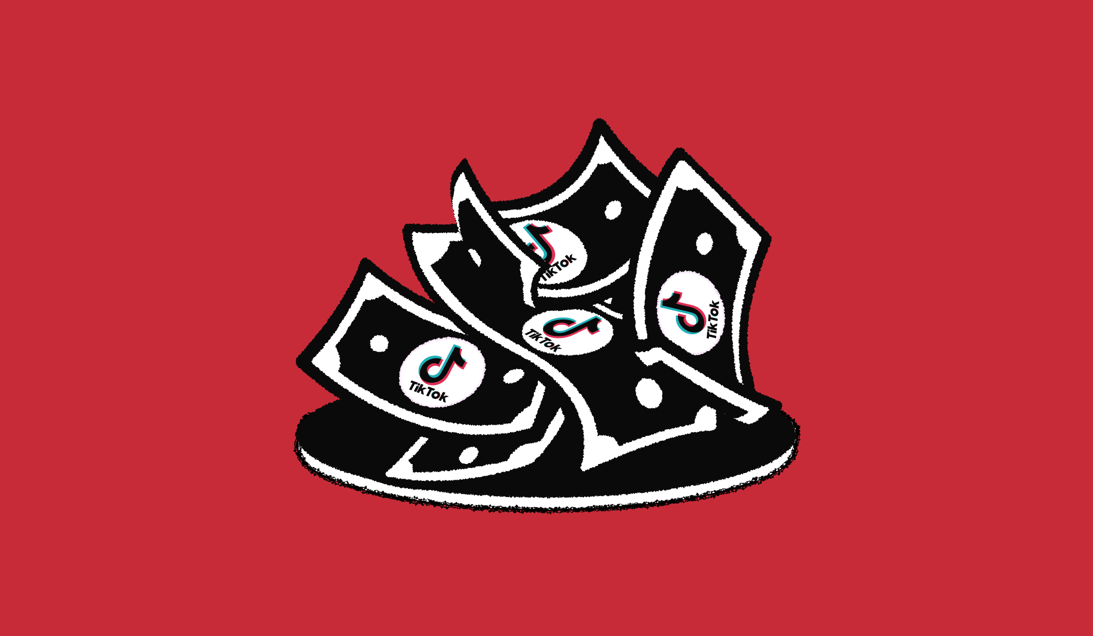 The lead image shows an illustration of money with the TikTok logo in the center.