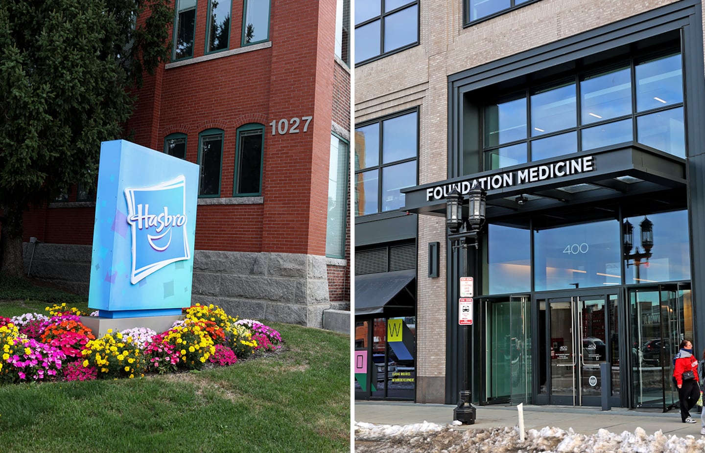 Hasbro’s current headquarters in Pawtucket, R.I., and the company's future home in Boston.
