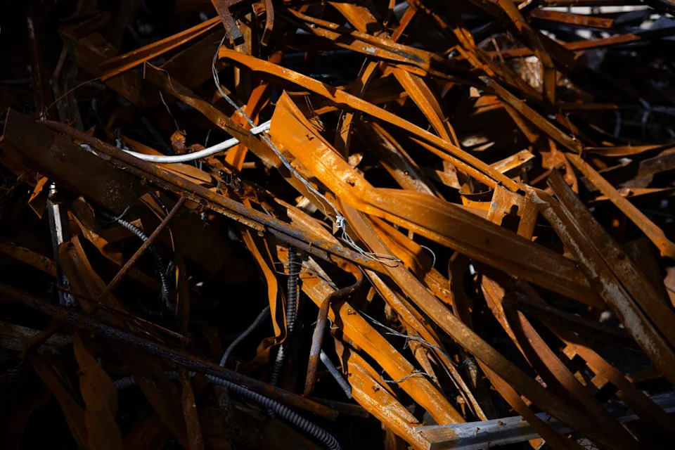 Twisted and scorched remnants of the the Pacific Palisades Business Block still are there a year after the fire.