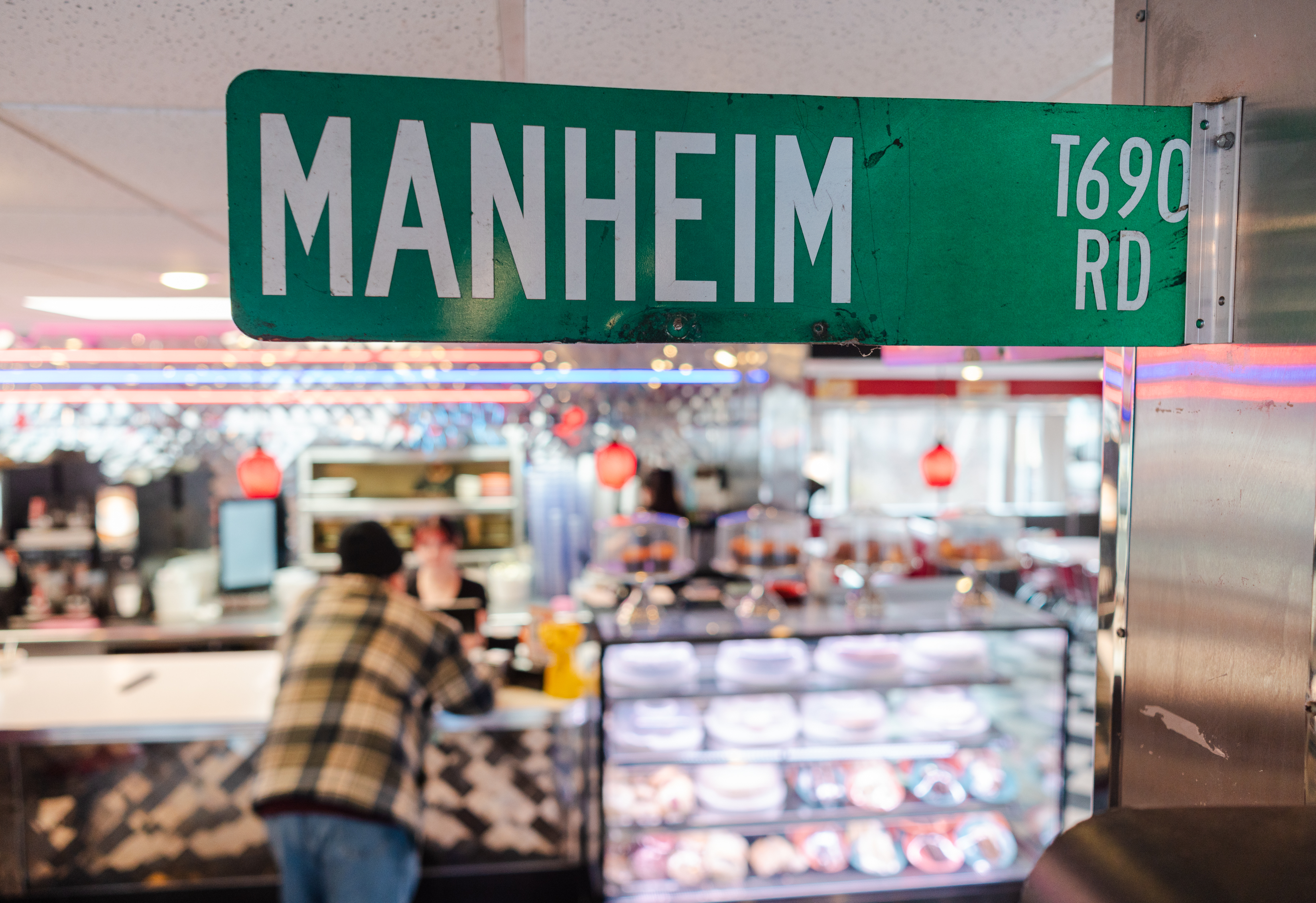 A “Manheim” sign at the Manheim Diner in North Manheim...