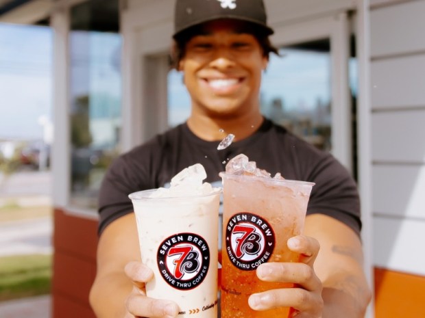 The new 7 Brew is located on one of the most prominent spots in Orange just down the street from two Dunkin' Donuts and a Starbucks. (Contributed)