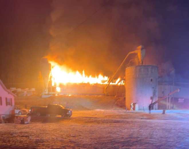 four-alarm fire at treen box and pallet in juniata county