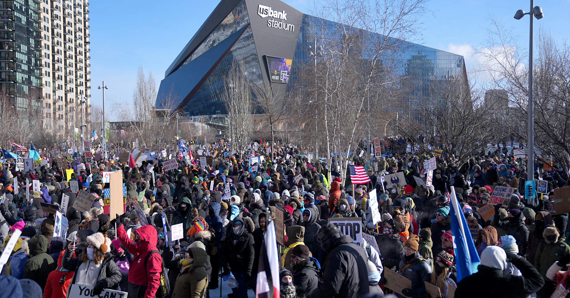 Minnesota businesses shut down, protesters hit the streets in bitter cold to protest ICE
