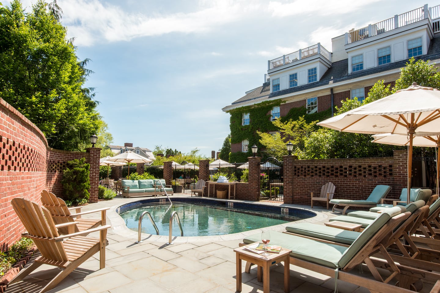The outdoor pool at The Garden at The Vanderbilt hotel in Newport, R.I.