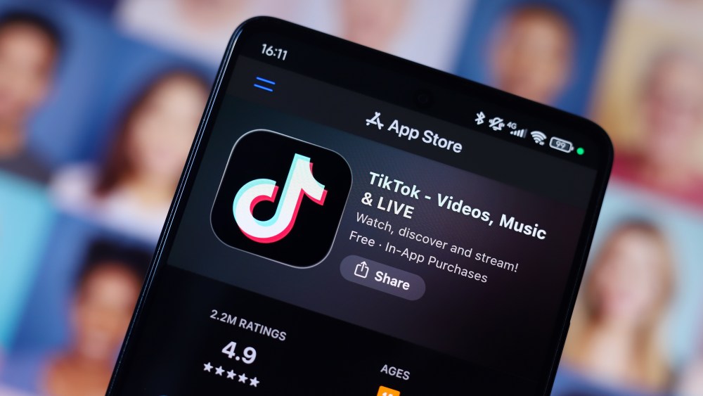 The TikTok logo appears on a smartphone screen in the Apple app store in this photo illustration in Ontario, Canada, on February 19, 2026. (Photo by Thomas Fuller/NurPhoto via Getty Images)