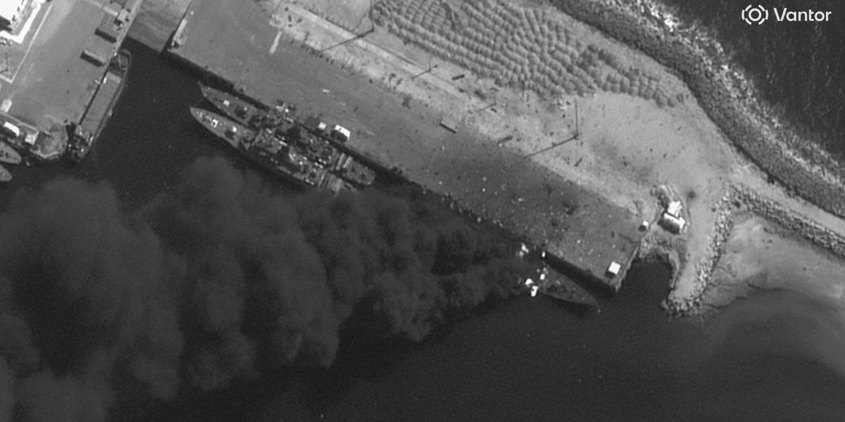 Satellite Images Show Iranian Warship Burning After US, Israel Strikes