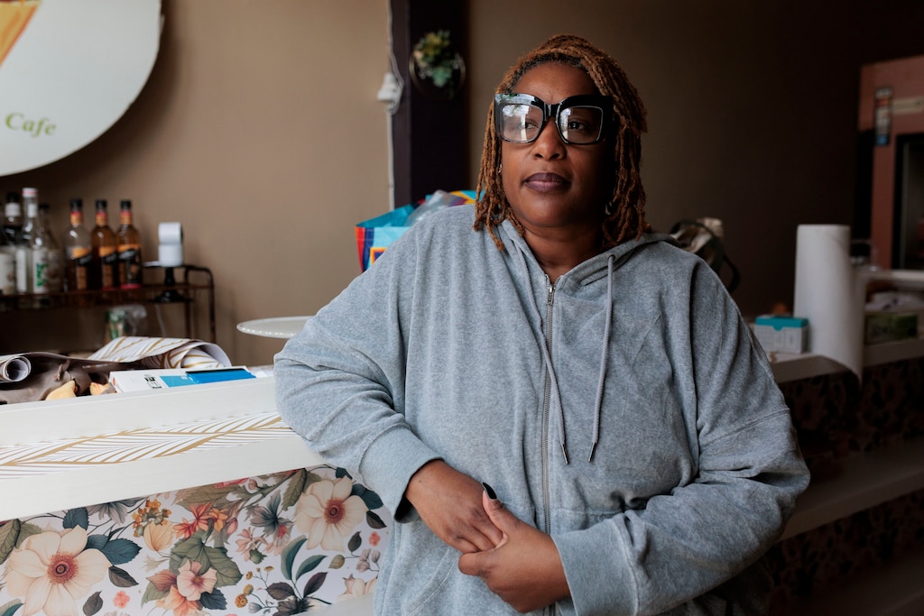 Kora Polydore, the former Executive Director of Waverly Main Street, at her storefront, Kora Lee’s Gourmet Cafe on Greenmount Avenue.