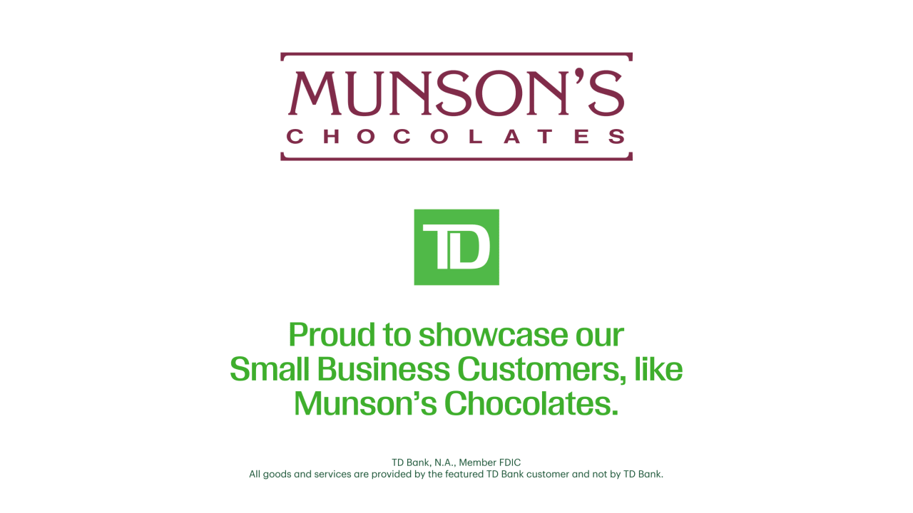 Munson’s Chocolates Selected for TD Small Business Takeover at TD Garden During March 31st Bruins Game