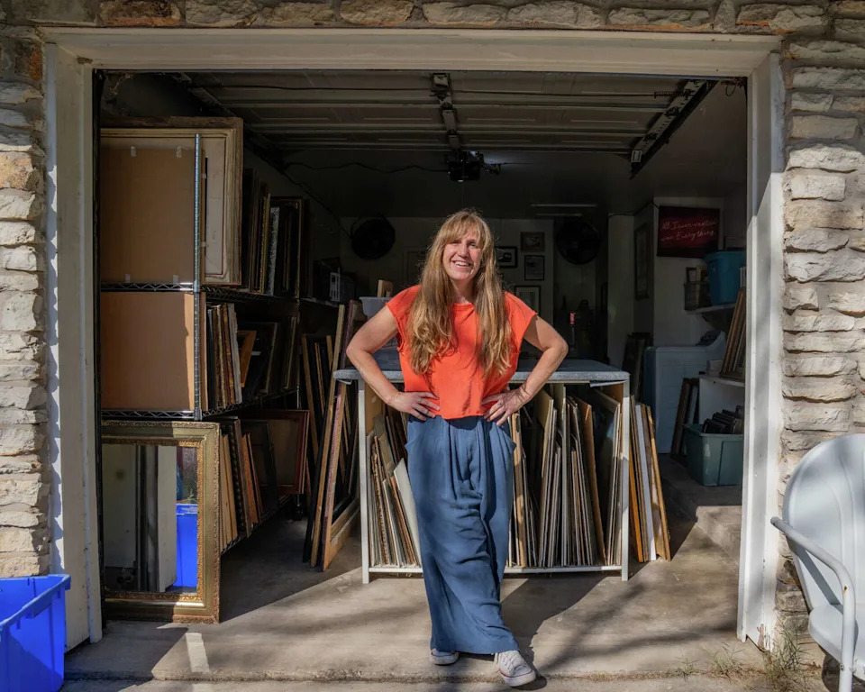 Jennifer Worth operates her business, Vintage Framing Studio, out of her home in East Austin, Thursday, March 26, 2026. (Mikala Compton/Austin American-Statesman)
