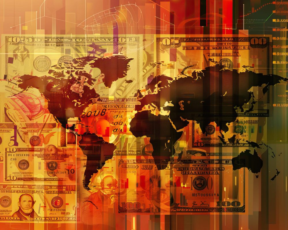 Global Economic Crisis Illustrated with Stock Market Graphics. High quality AI generated image.